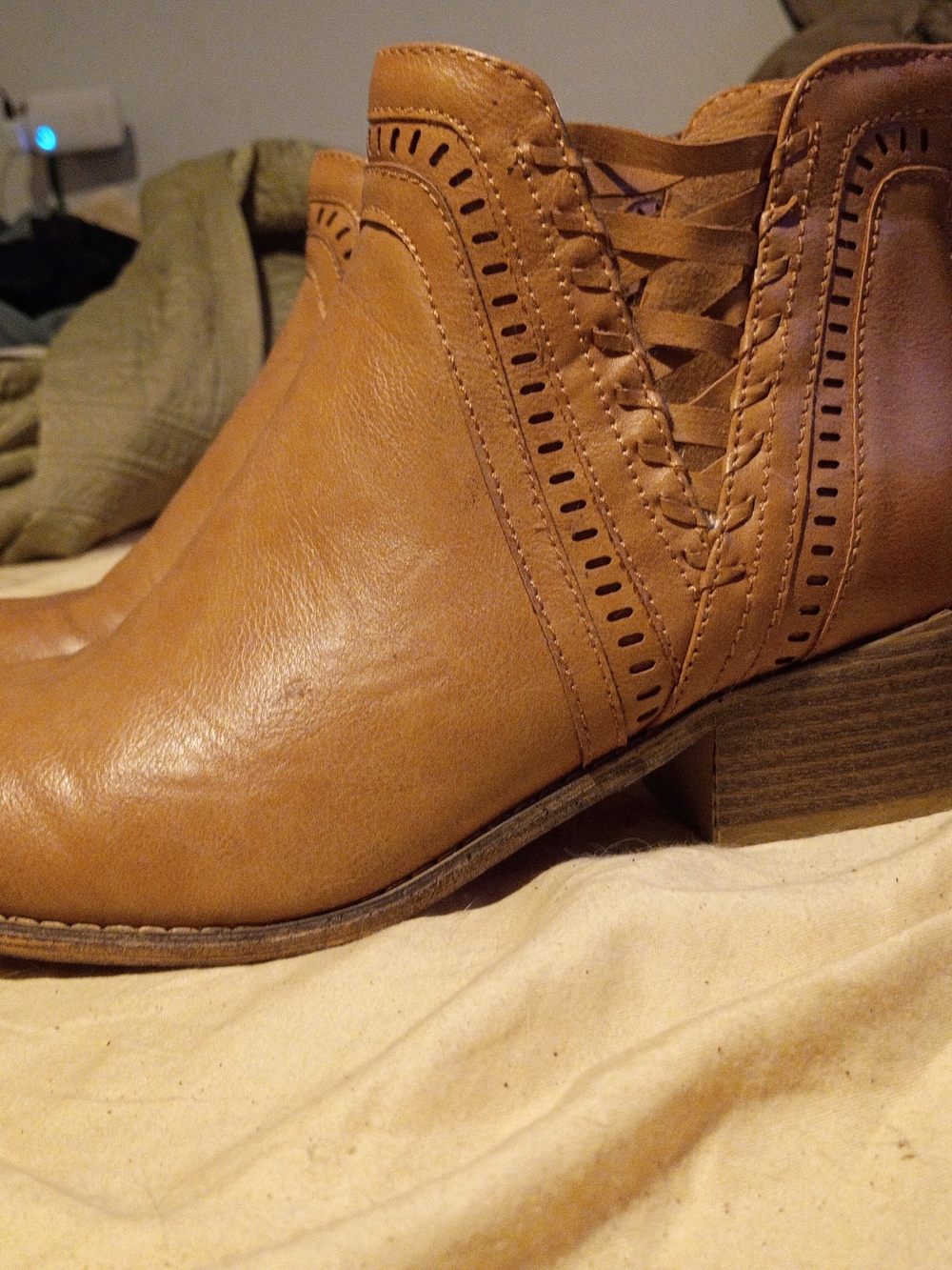 Corkys Tan Cutout Leather Ankle Booties - Picture 5 of 8